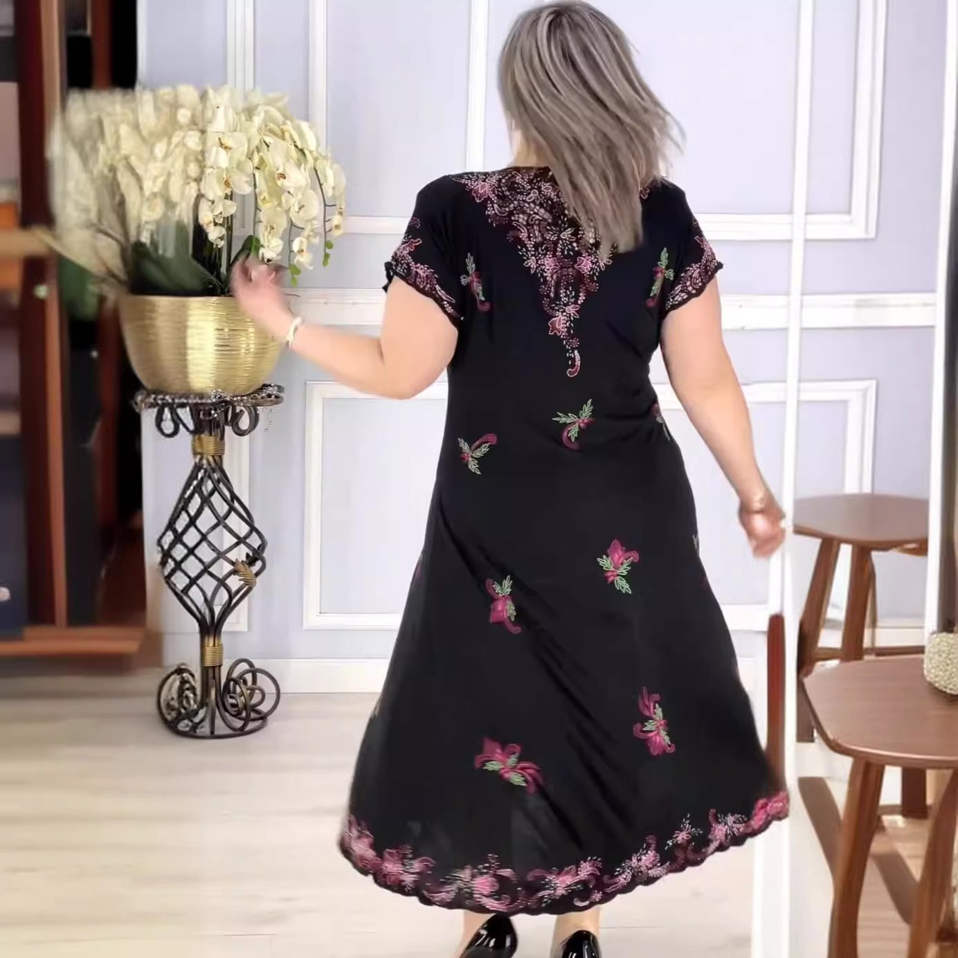 【50% OFF】【S-5XL】Rochie florală elegantă cu tiv neregulat