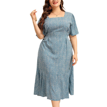 【50% OFF】【XL-5XL】Rochie de damă cu gât pătrat cu coadă de pește de mărimi plus