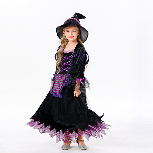 【50% OFF】【S-XL】🎃🧙‍♀️Set rochii de vrăjitoare pentru copii (include pălărie)