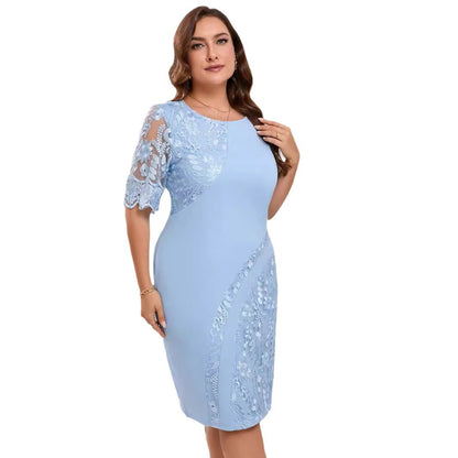 【50% OFF】【L-5XL】2024 Rochie Slim Splicing Dantela Brodata