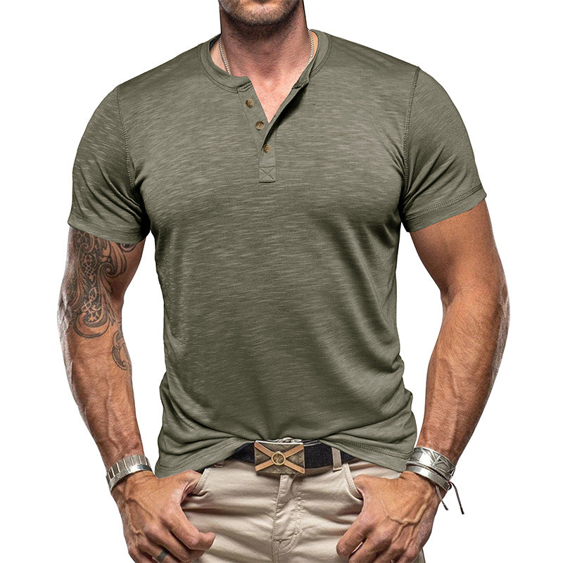 【50% OFF】【S-2XL】2024 Vara Tricou Henley Bamboo Bumbac pentru bărbați