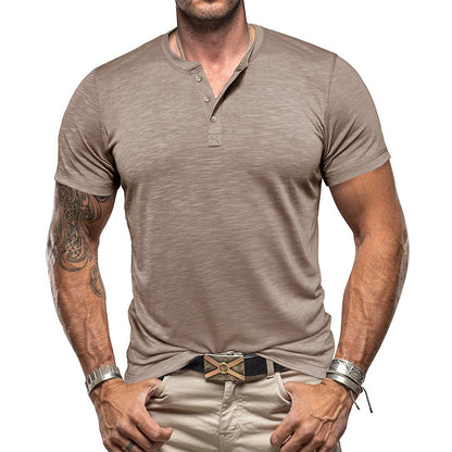 【50% OFF】【S-2XL】2024 Vara Tricou Henley Bamboo Bumbac pentru bărbați