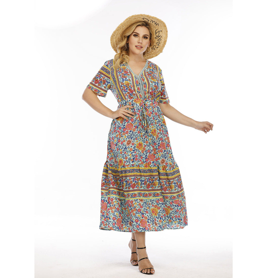 【50% OFF】【L-4XL】「A Lychee」2024 Rochie cu imprimeu din dantela de marime mare