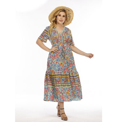 【50% OFF】【L-4XL】「A Lychee」2024 Rochie cu imprimeu din dantela de marime mare